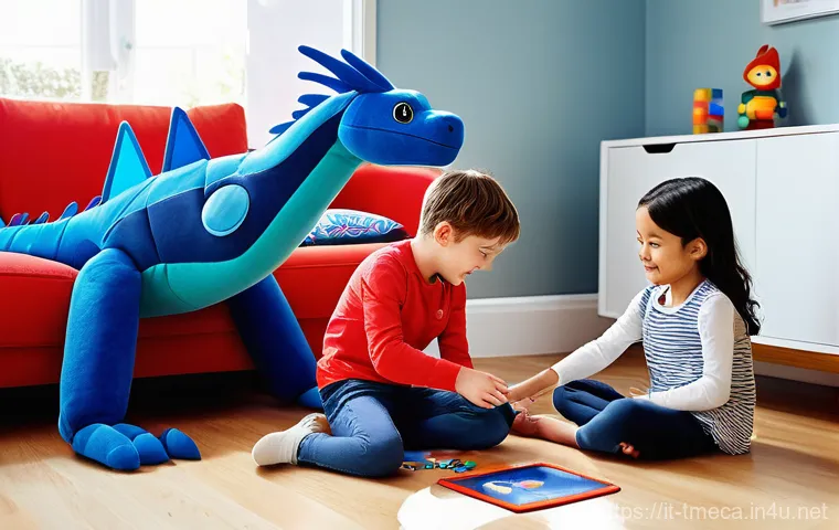 터닝메카드의 사회적 영향 - **Imaginative Indoor Play with Transforming Toys:**
"A cozy, sunlit living room with a soft rug ...