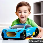 Home 19 터닝메카드 트렌드 변화와 발전 - A highly detailed scene showcasing an advanced Turning Mecard transforming toy in mid-transformation...