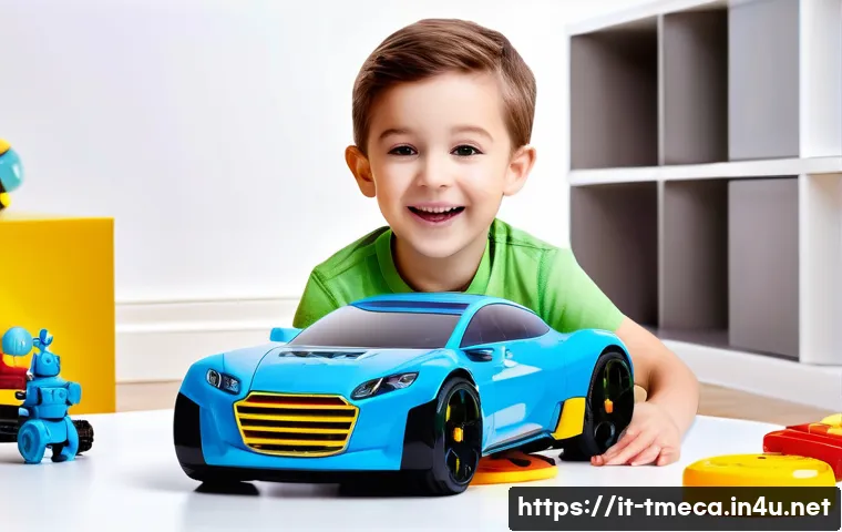 터닝메카드 트렌드 변화와 발전 - A highly detailed scene showcasing an advanced Turning Mecard transforming toy in mid-transformation...