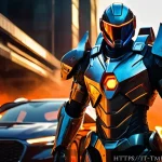 Home 18 터닝메카드 에피소드 별 숨겨진 의미 - A vibrant battle scene featuring a heroic young protagonist clad in futuristic armor with intricate ...
