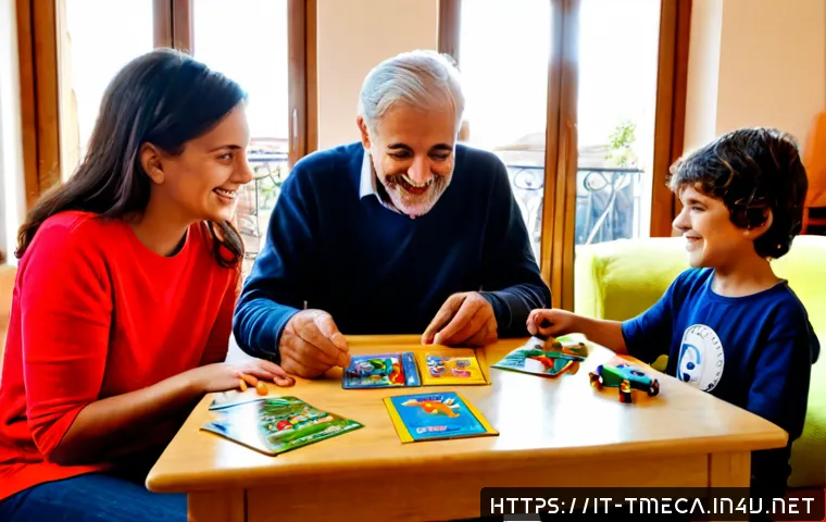 Home 17 터닝메카드의 문화적 가치 - Photorealistic Italian family in a bright Rome apartment, a grandparent and two children sharing a c...