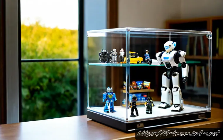 Home 17 터닝메카드 한정판 메카니멀 구하는 방법 - Photorealistic close-up of a rare limited-edition transforming robot toy displayed in a clear protec...